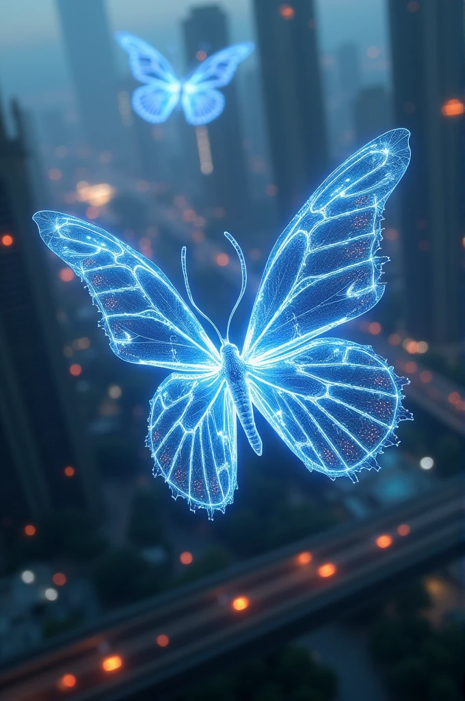 futuristic butterflies with wings of digital and mystical circuits
