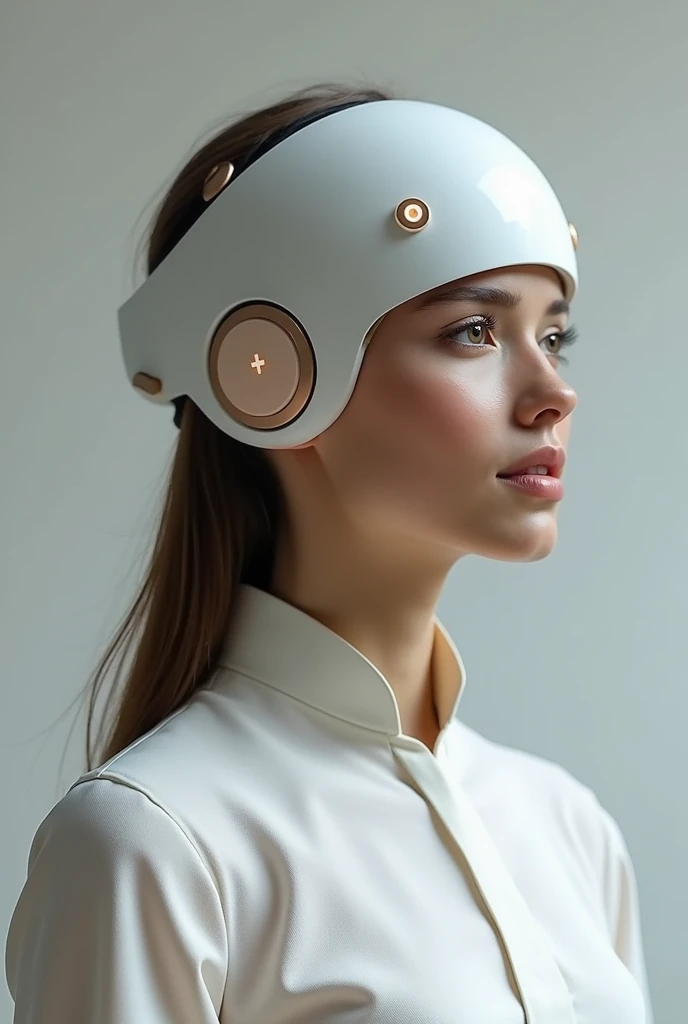 Type of helmet, that looks like a band, made of cloth, moderno, with comfortable electronic buttons, with smooth and soft exterior