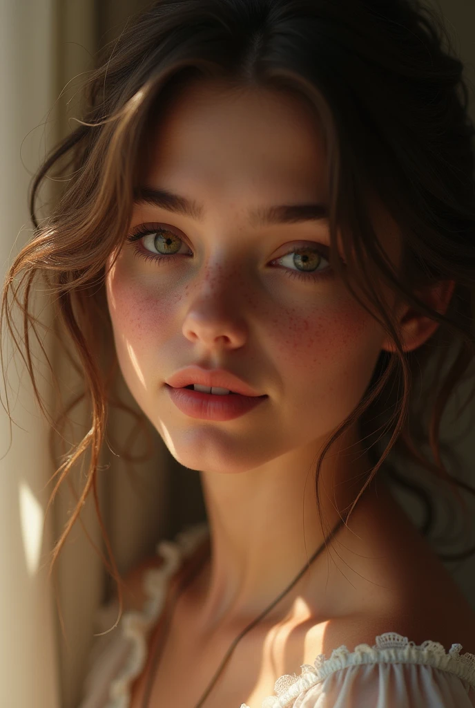 Beatiful hot girl with freckles going in for a kiss