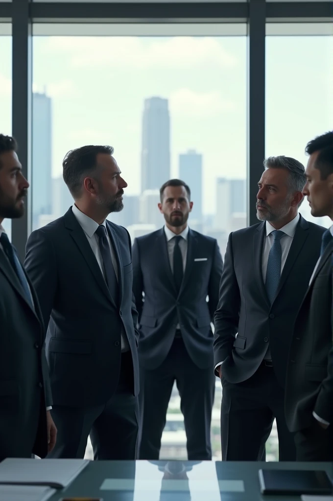 I want you to create an image of several businessmen stopping investing in mines