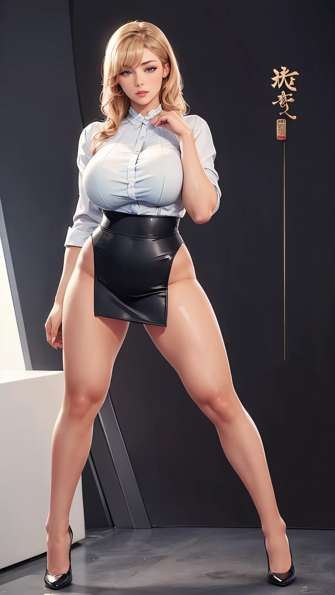 Meet busty sexy women，Breasts larger than torso。woman with delicate skin，full-body shot，High heel。Model shooting pose。City girl。urban beauty。Sexy secretary，Suspender stockings。Sexy and seductive cram school teacher。Desire female boss。sexy衬衫Hip skirt set女上司。flushed face。Flushing face。The charming female boss is still there。Still charming。Golden curly hair dean。bitch，A coquettish woman，cunt，The Bad Girl。The temptation of the office。Blonde Ocean Horse。Sexy woman without underwear。Super Beautiful office Lady,1 woman, Solitary,Blond and blue-eyed big horse， Hip skirt set, Tempting ass, Buttocks protrusion,slim, Perfect proportion, office, high resolution, best quality, Ultra-high quality, Super Detail, Surrealism, Reality, Formal Skirt, a person in a frame，包臀裙丁字裤High heel套装。capable female boss。A sexy female boss in a formal dress with a hip-hugging skirt, spreading her legs and standing in front of her, revealing her white panties.。hairy camel toe。18r。Embedded