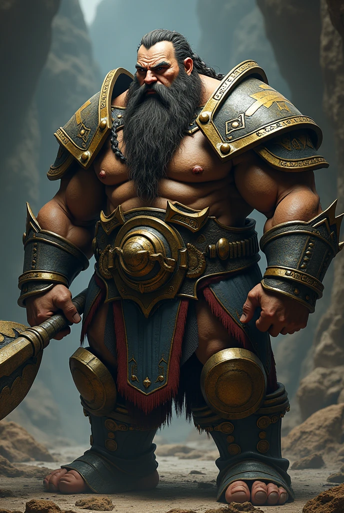 RPG Dwarf with Spear Armor, long beard, that looks like luciano hulk