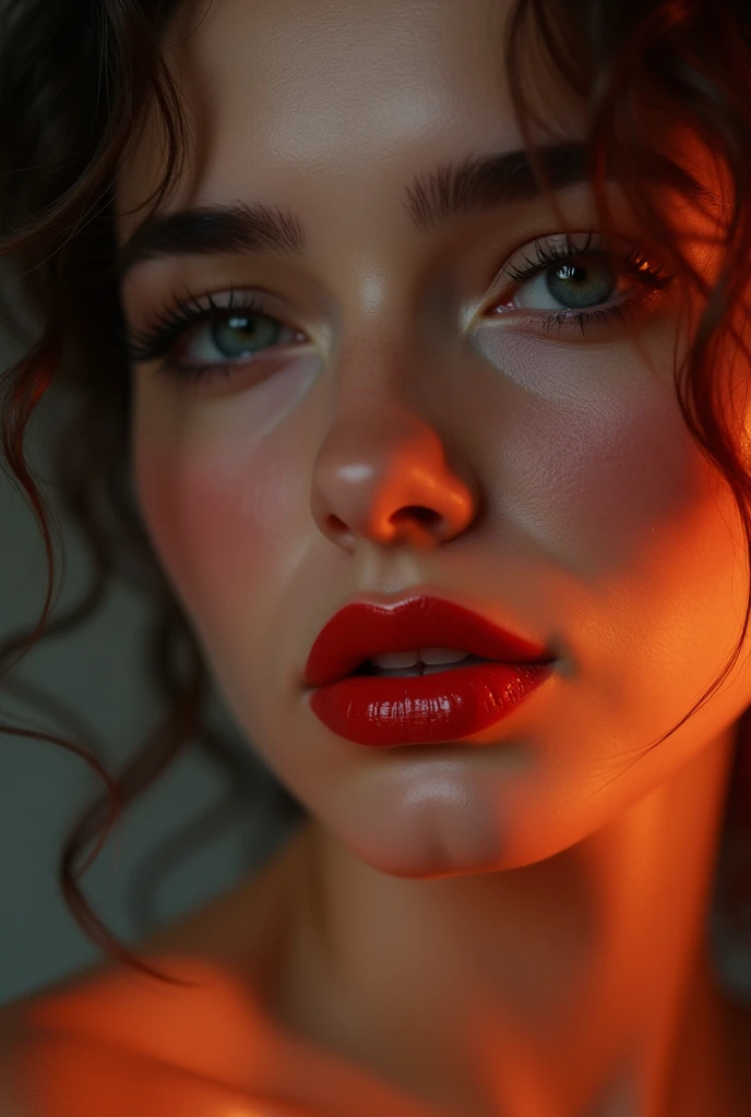 Hot female emoji with Red lipstick on kissing the screen close up liking you