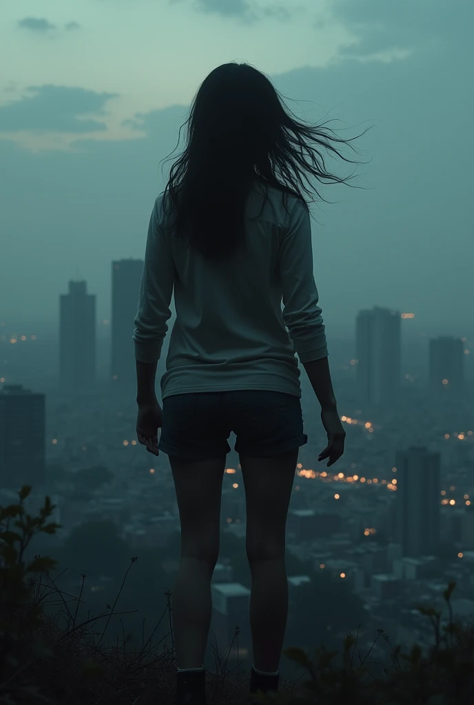 A girl looking out at the outskirts of a city, with the helplessness of wanting to take justice into her own hands