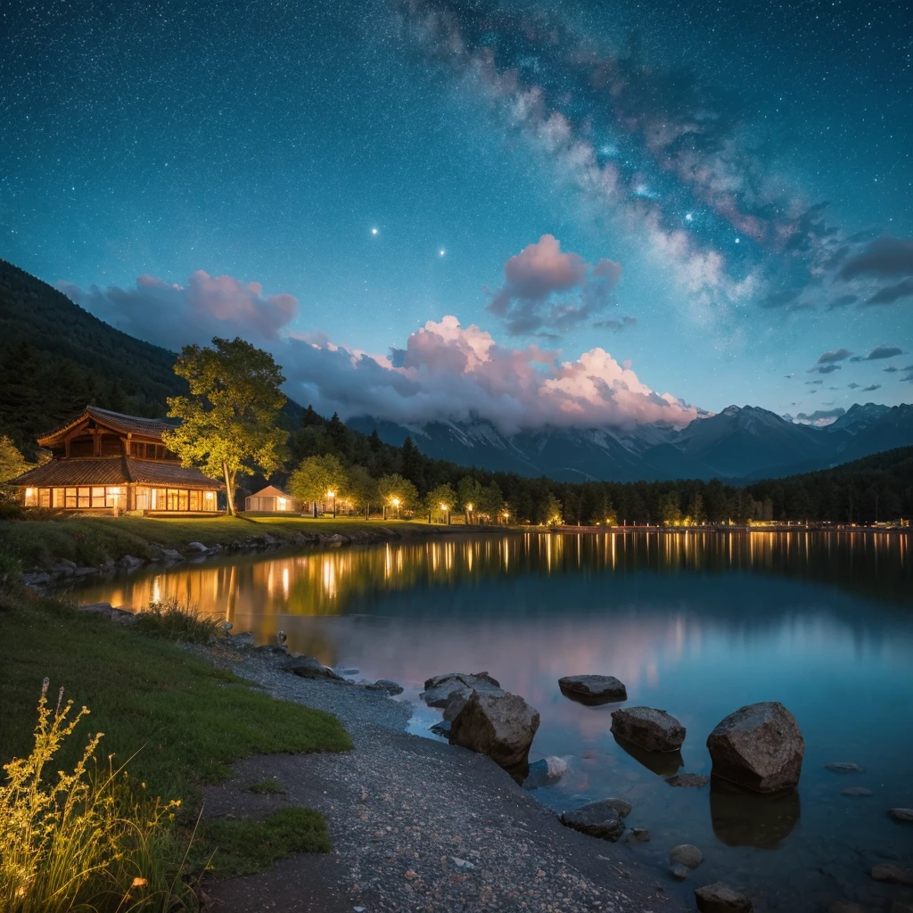 Starry Sky,beautiful,lake