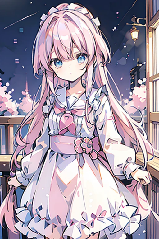 ((Highest quality)), ((masterpiece)), (detailed), One person, y、student、Long pink hair with light blue eyes、Traveling alone、Spectacular views、Looking into the camera