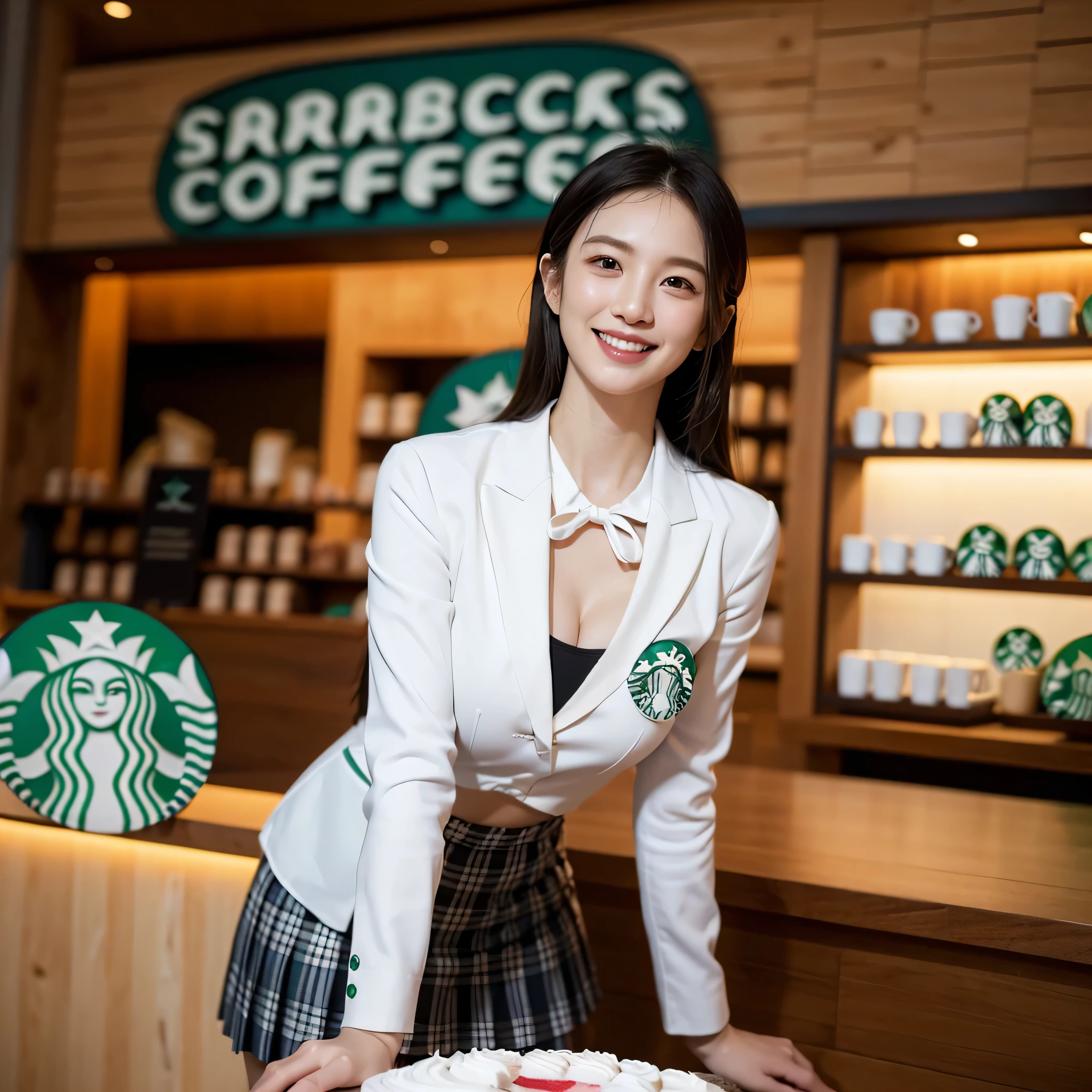 (((Emphasize cleavage)))
8k、RAW Photos、Highest quality、Super detailed、Super Resolution、Ultra HD、8k wallpaper、Amazing details
((((White blouse with formal collar, Blue Blazer,
Red Check Skirt, Red checkered ribbon on blouse)), Complete limbs, Full Finger, ))
(((((((Inside the Starbucks store、High school girl)))))))、((((((Sit down and eat cake、Starbucks Coffee、smile))))))、((Heart Necklace))
((((((White skin))))))
8k、RAW Photos、Highest quality、masterpiece:1.2、Super detailed、Super Resolution、Ultra HD、8k wallpaper、Amazing details、Photorealistic:1.4、Having fun by the water、Full Body Shot、Full body photo、High-resolution RAW color photos、Professional photos、A scene full of emotion、Very detailed and beautiful、Ultra HD、8k wallpaper、Amazing details、Huge file sizes、extremely detailed beautiful、Highly detailed face Highly detailed eyes、Extremely realistic skin、 Highly detailed fingers, Highly detailed nose, Highly detailed mouth, Perfect Anatomy, Highly detailed background, Highly detailed clothing, Teen, cute, Famous Japanese Idols, cute, Realistic body, Slender, White skin, Glowing Skin, Slim body, Realistic Face, Delicate eyes, double eyelid,