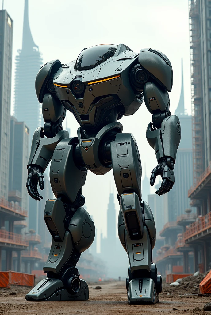 Make a heavy construction vehicle that has a futuristic look.