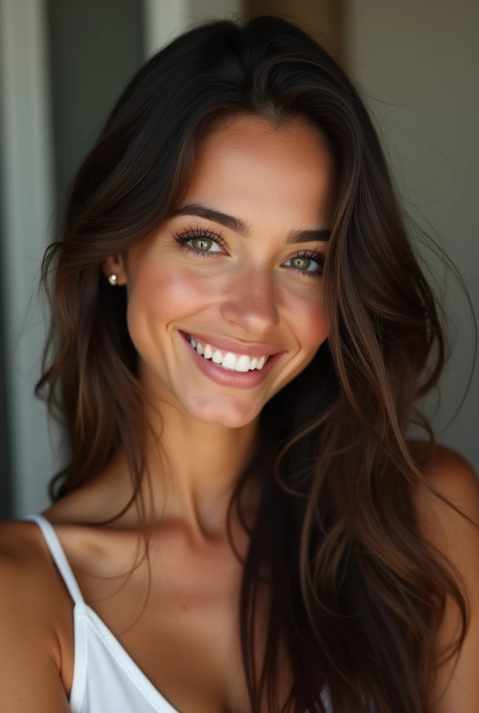 Beau ,Jeune fille latine de 23 ans en bonne santé, ,8k,Réaliste, photo brute,les cheveux brun foncé,peau claire, latine,cheveux longs,traits du visage clairs,, très détaillé, 23 ans, visage innocent, cheveux ondulés naturels, haute résolution, chef-d&#39;œuvre, Meilleure qualité, détails complexes, très détaillé, netteté, peau détaillée, Réaliste skin texture, texture, yeux détaillés, professionnel, 4k, Sourire charmant, tourné avec Canon, 85mm, Faible profondeur de champ, couleur de vision kodak, corps parfaitement ajusté, extrêmement détaillé, Photo_\(ultra\), photoRéaliste, Réaliste, Post-traitement, détail maximum, rugosité, vrai vie, ultra Réaliste, photoréalisme, la photographie, 8k euh, la photographie with bindi