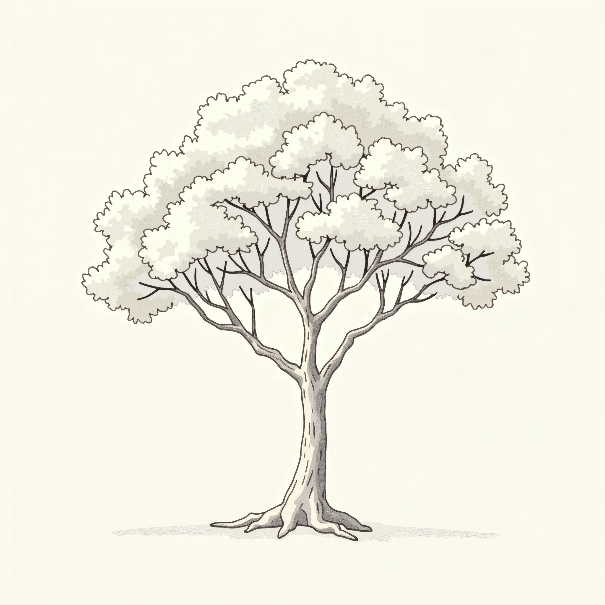 White findo with a minimalist drawing of a tree called lapacho, also known as guayacan or purple tajibo