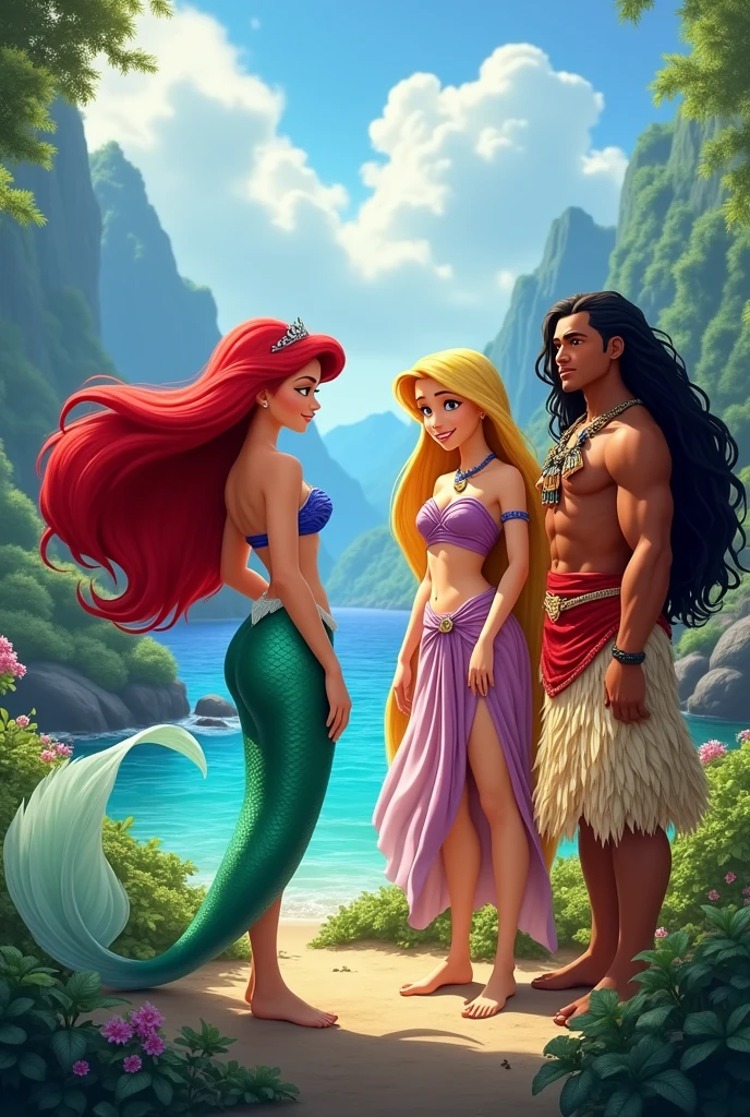  ariel, Pocahontas, Rapunzel and Moana
