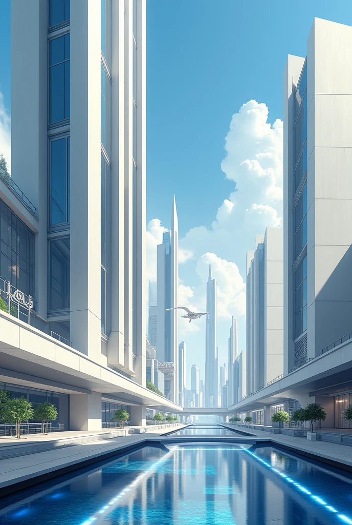 I want to create a mural that expresses futuristic architecture with some details like buildings but not so detailed