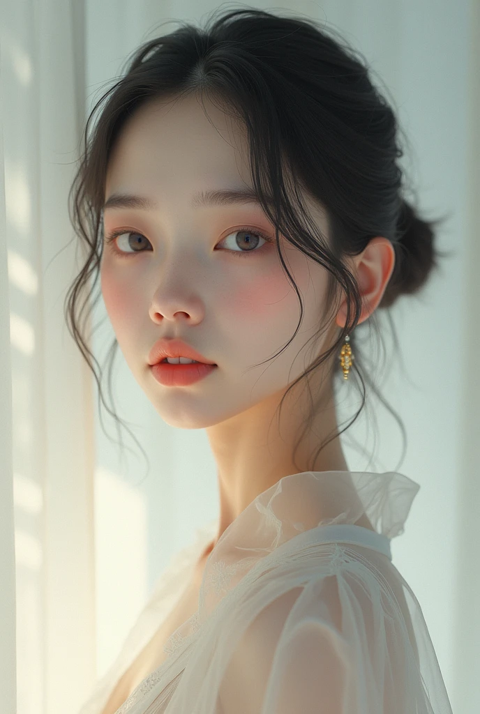 A 15-16 year old girl，Asian，beautiful as a celestial being，No clothes，front