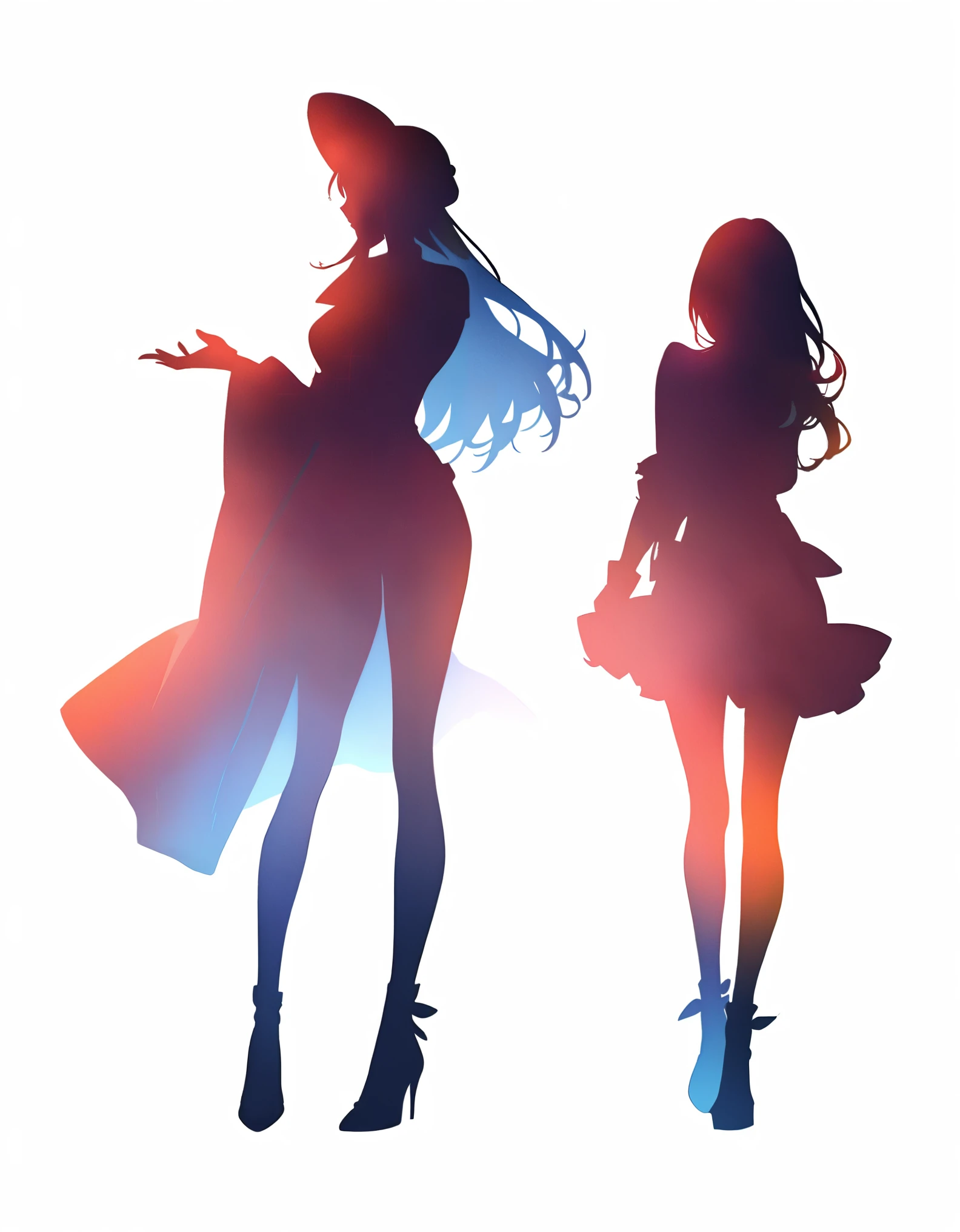 Woman silhouette, Sexy woman's back view, Long Hair, Backlight, Urban Background:1.2, Anime Style:1.2, Dark silhouette, Cowboy Shot, Dramatic lighting, Cinematic composition, Bright colors, Chiaroscuro, (Highest quality:1.2, 4K, 8K, Very detailed, High detail, masterpiece:1.2, Highest quality, Best aesthetics),