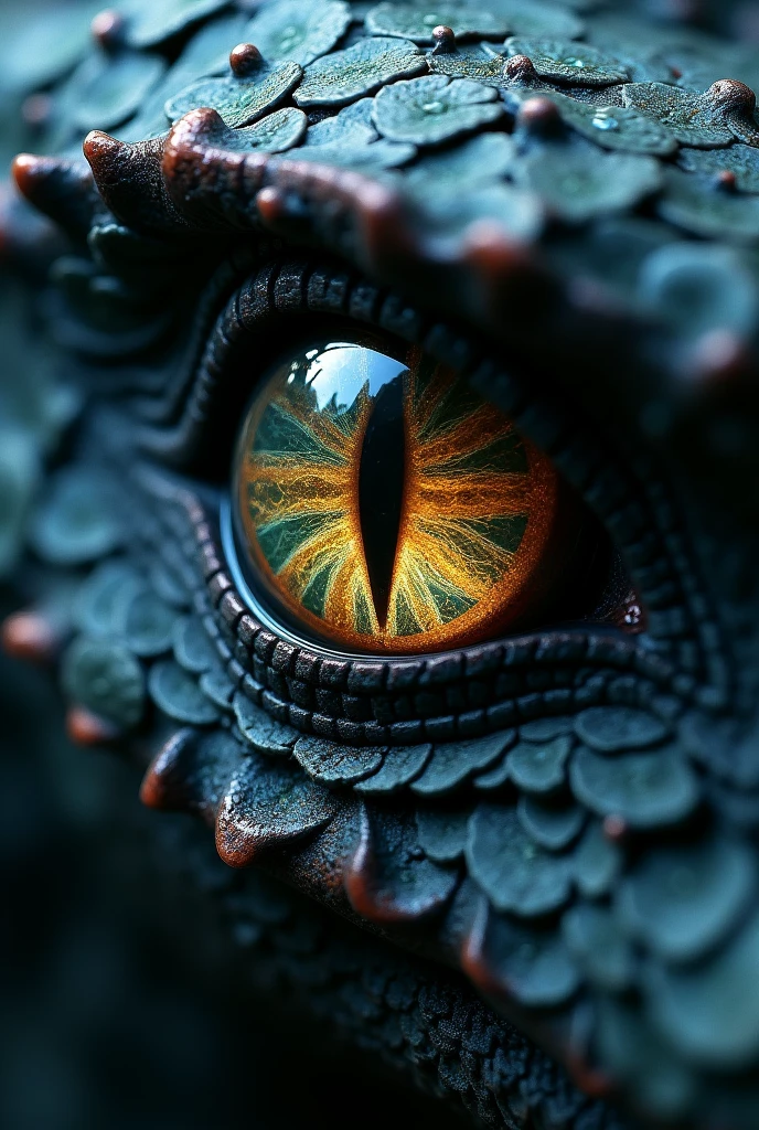 Dragons eye, close view, shyni eyes, mystic, dark ambience, intricated , cinematic, Very Big