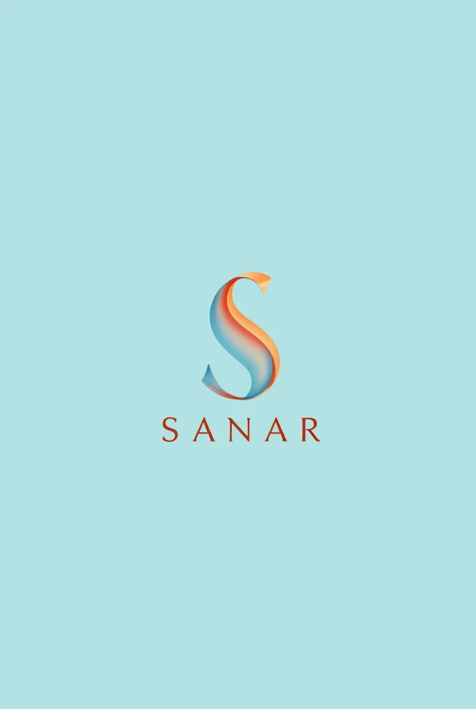 I want a logo for a mental health practice called SANAR with sky blue and light orange colors., where the S is the outline of a person and highlights the name