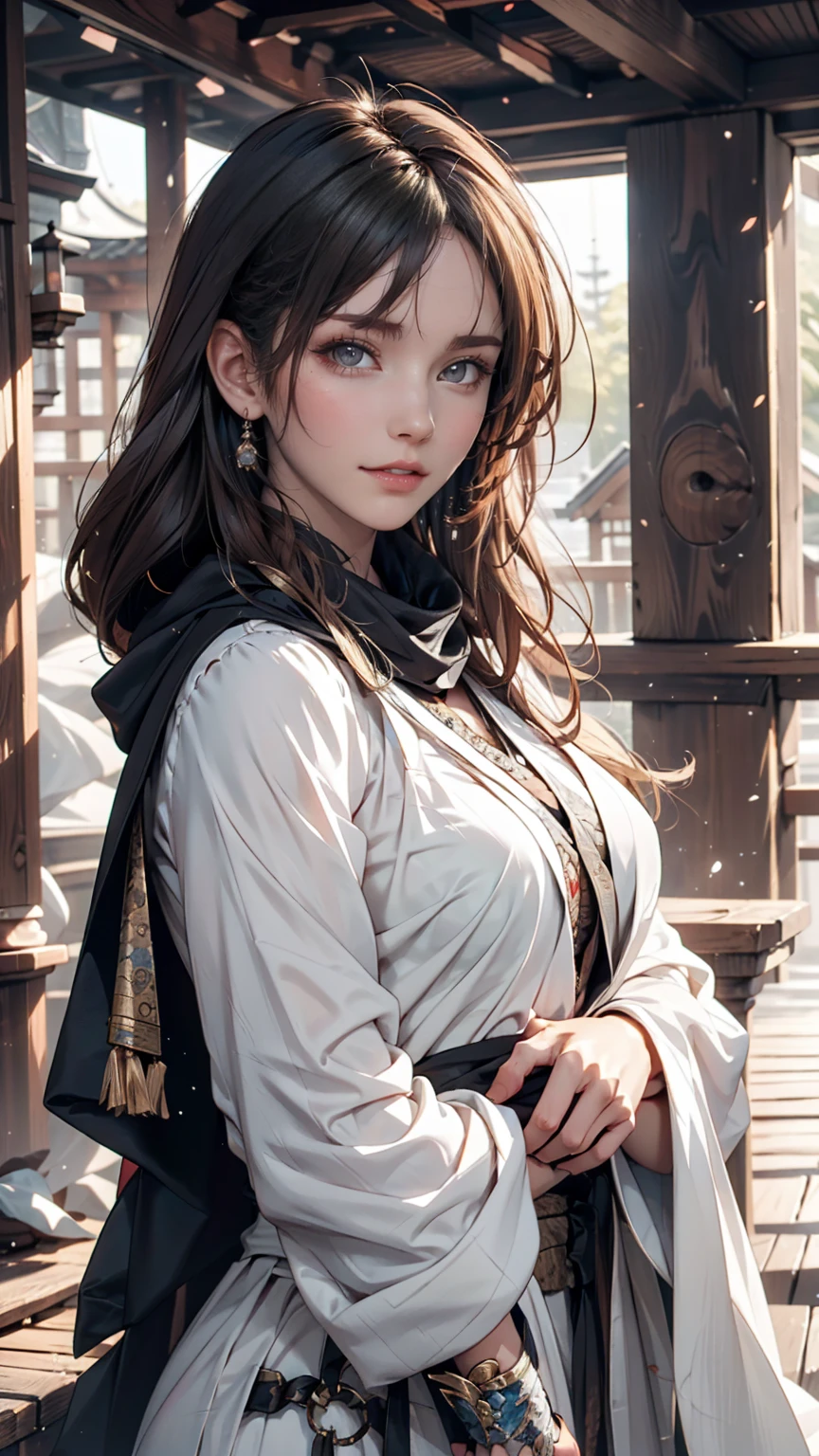 Close-up of a woman with grey hair and a black scarf, Portraits by Jan J, pixiv Contest Winner, Fantasy art, White-haired God, Beautiful character drawings, artwork in the style of Gwaiz, The sharp gaze of the Yuki-onna, Gwaiz, White long hair, of long white hair, Flowing hair and long robes