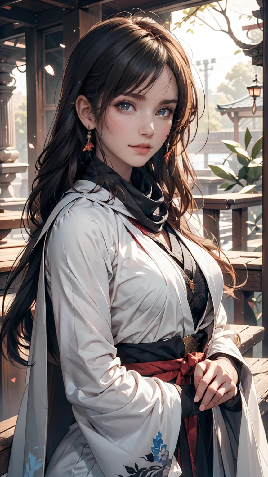 Close-up of a woman with grey hair and a black scarf, Portraits by Jan J, pixiv Contest Winner, Fantasy art, White-haired God, Beautiful character drawings, artwork in the style of Gwaiz, The sharp gaze of the Yuki-onna, Gwaiz, White long hair, of long white hair, Flowing hair and long robes