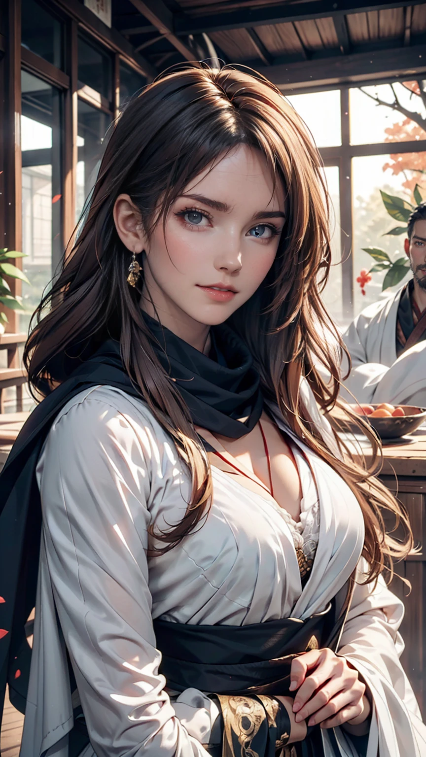 Close-up of a woman with grey hair and a black scarf, Portraits by Jan J, pixiv Contest Winner, Fantasy art, White-haired God, Beautiful character drawings, artwork in the style of Gwaiz, The sharp gaze of the Yuki-onna, Gwaiz, White long hair, of long white hair, Flowing hair and long robes
