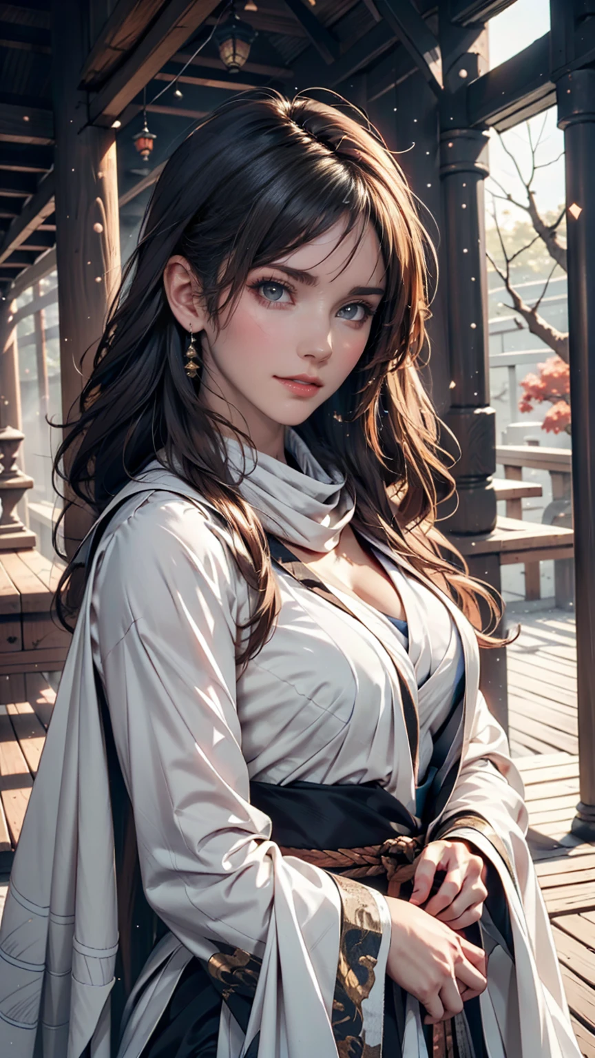 Close-up of a woman with grey hair and a black scarf, Portraits by Jan J, pixiv Contest Winner, Fantasy art, White-haired God, Beautiful character drawings, artwork in the style of Gwaiz, The sharp gaze of the Yuki-onna, Gwaiz, White long hair, of long white hair, Flowing hair and long robes