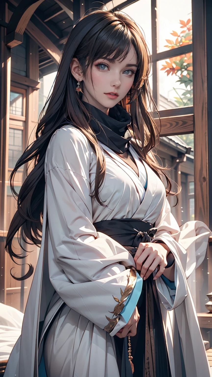 Close-up of a woman with grey hair and a black scarf, Portraits by Jan J, pixiv Contest Winner, Fantasy art, White-haired God, Beautiful character drawings, artwork in the style of Gwaiz, The sharp gaze of the Yuki-onna, Gwaiz, White long hair, of long white hair, Flowing hair and long robes
