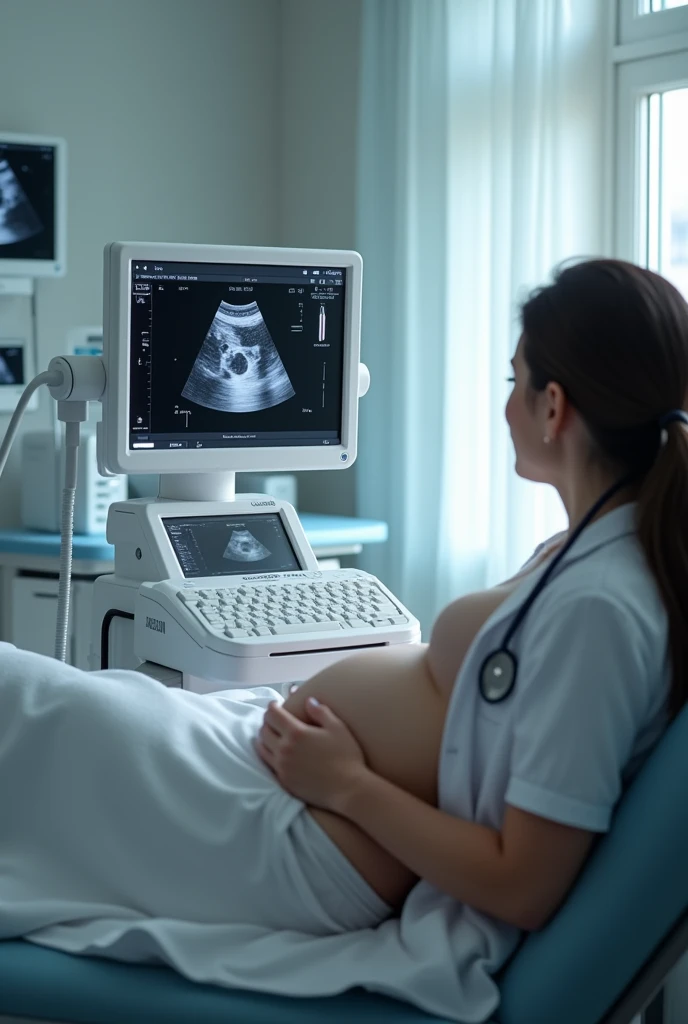 Dr. Robin is a radiologist who tests a pregnant woman with ultrasound machine.