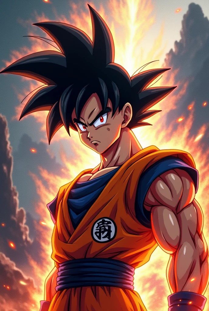 Goku super Saiyan black hair and red eyes