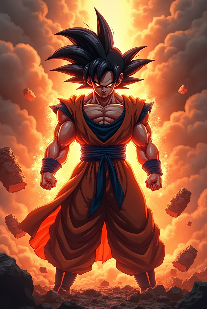 Goju super Saiyan black hair and red eyes