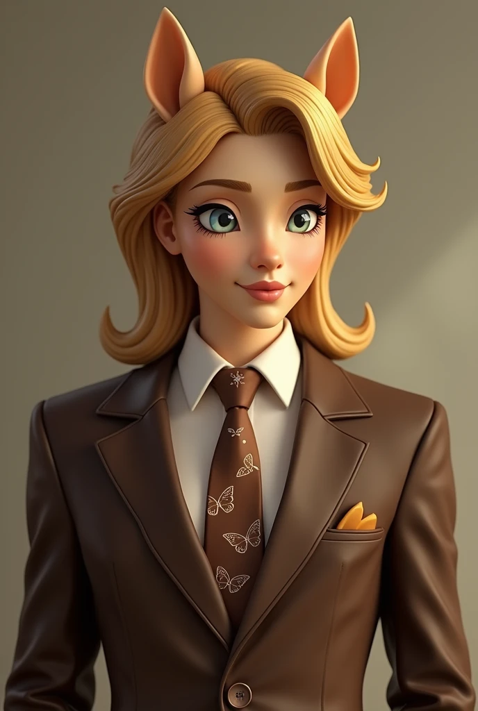 Andrei  Oleg as Fluttershy female with brown suit and brown butterflies necktie 