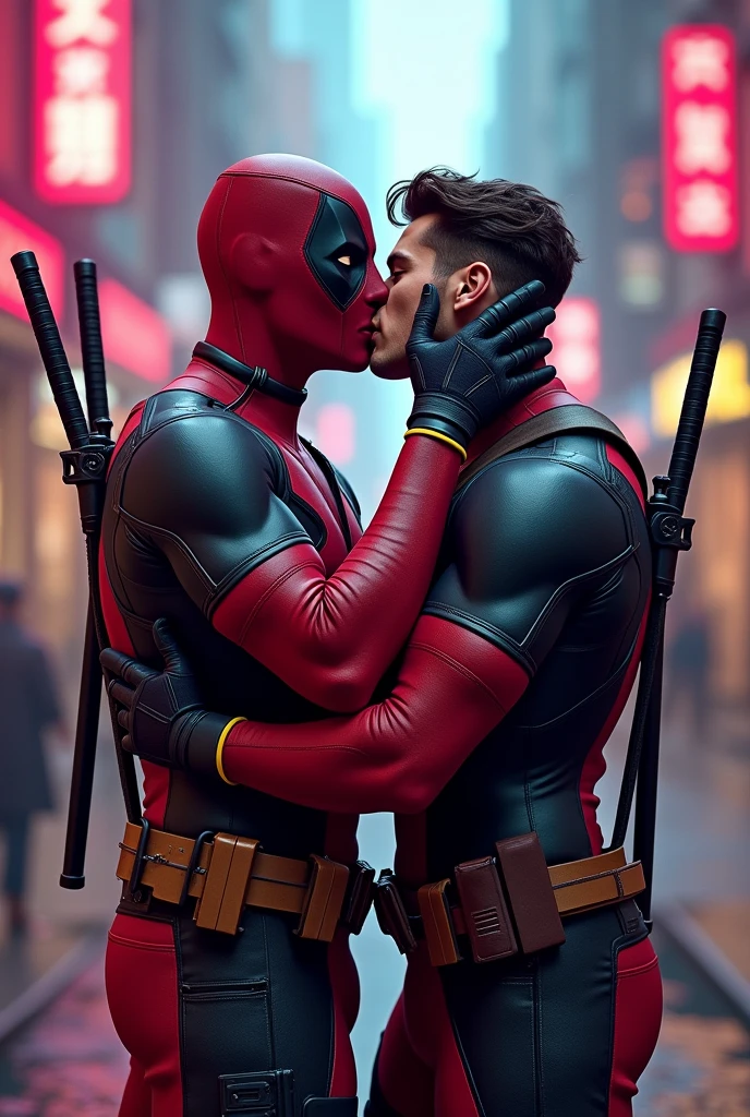 Deadpool kissing gay men