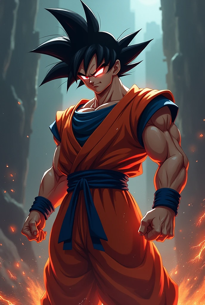 Goku super saiyan dark hair and red eyes