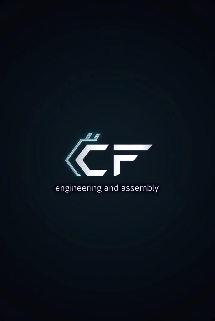 a logo design with the letters C and F below, saying "engineering and assembly", cinematic lighting, clean modern style, minimalist, sleek, futuristic, professional, industrial, 3d render, high quality, intricate details, photorealistic, award winning design