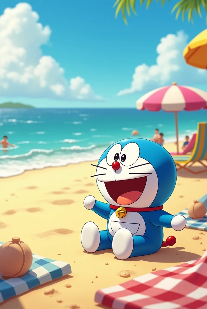 Doraemon at the beach