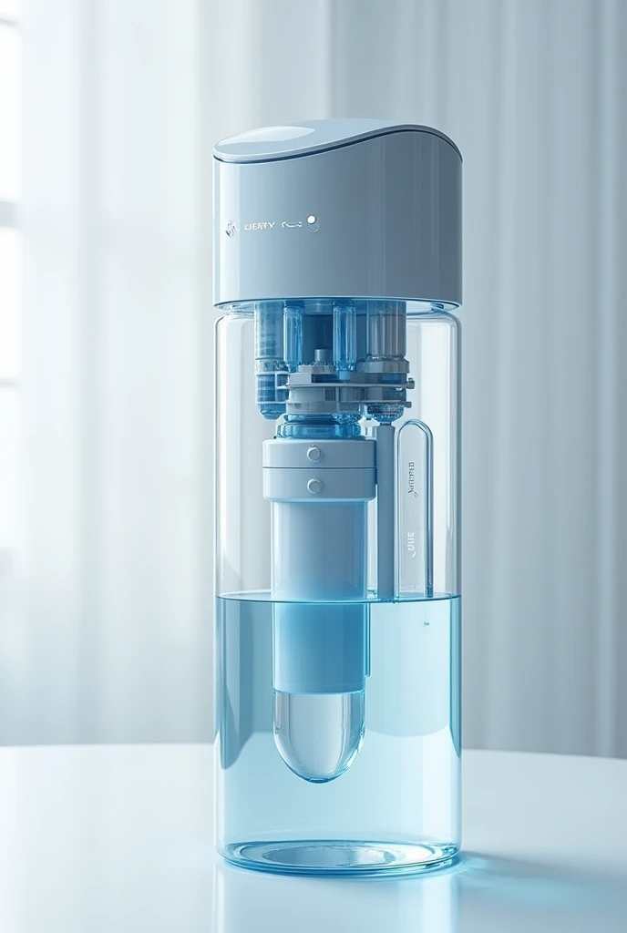 Create a water canister, which has a filter to purify and clean water, that its interior can be seen As a prototype That highlights the filter mechanism