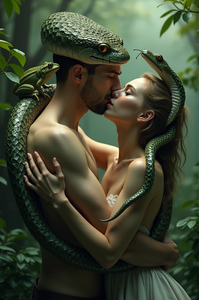 Kiss with snake and frog