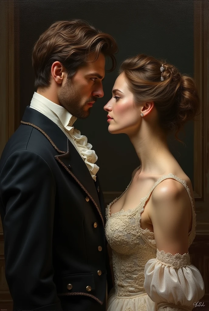 Man obsessed with a woman in 19th century clothing