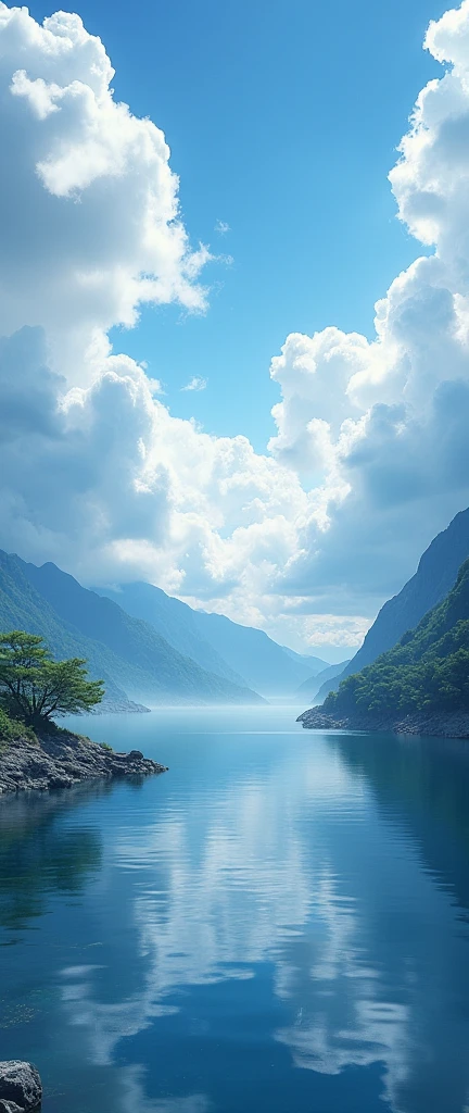 (masterpiece:1.2,best quality,Ultra-high resolution,Very detailed,Practical,RAW photos:1.2,Carefully crafted photos),8K,wallpaper,(Ray Tracing),Japan,(Majestic river,Beautiful water surface,Diffuse reflection of light),A photo showing the movement of clouds and water,