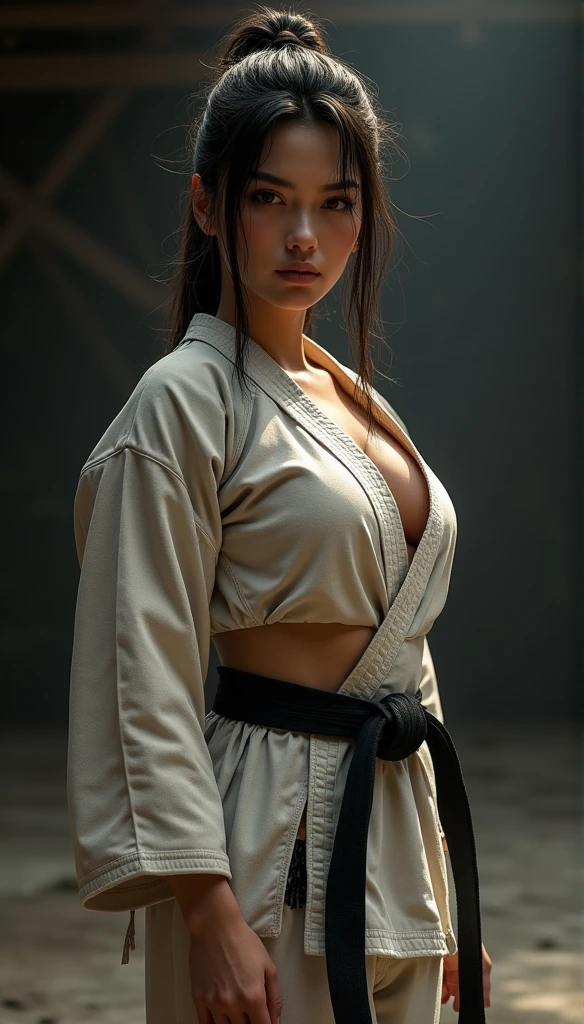 Realistic busty woman,Karateka,hokuto shinken,ultimate form,Performance