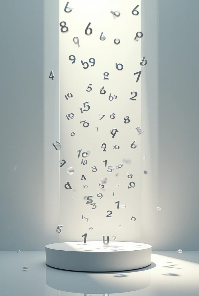 Create an image about factoring that shows elegance that doesn't have a woman and has small numbers floating around