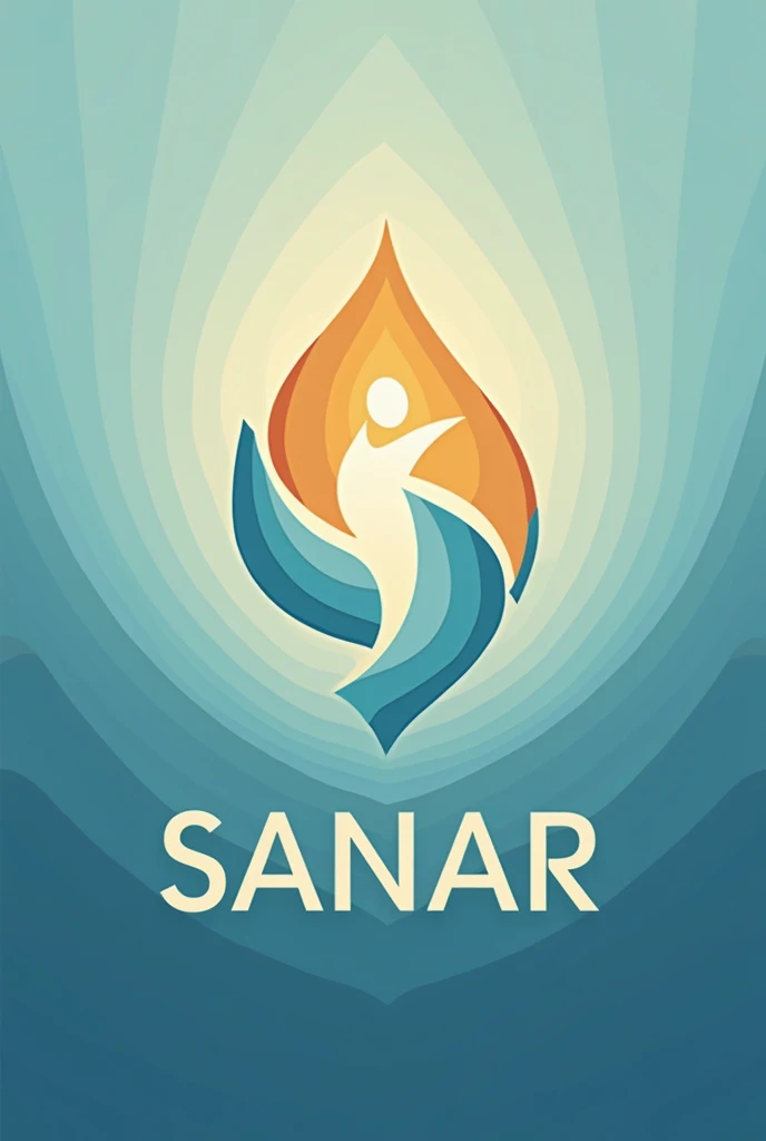 I want a logo for a mental health clinic with the name SANAR with blue and orange colors, where S is the outline of a person , inspired by Psalm 146 verse 3