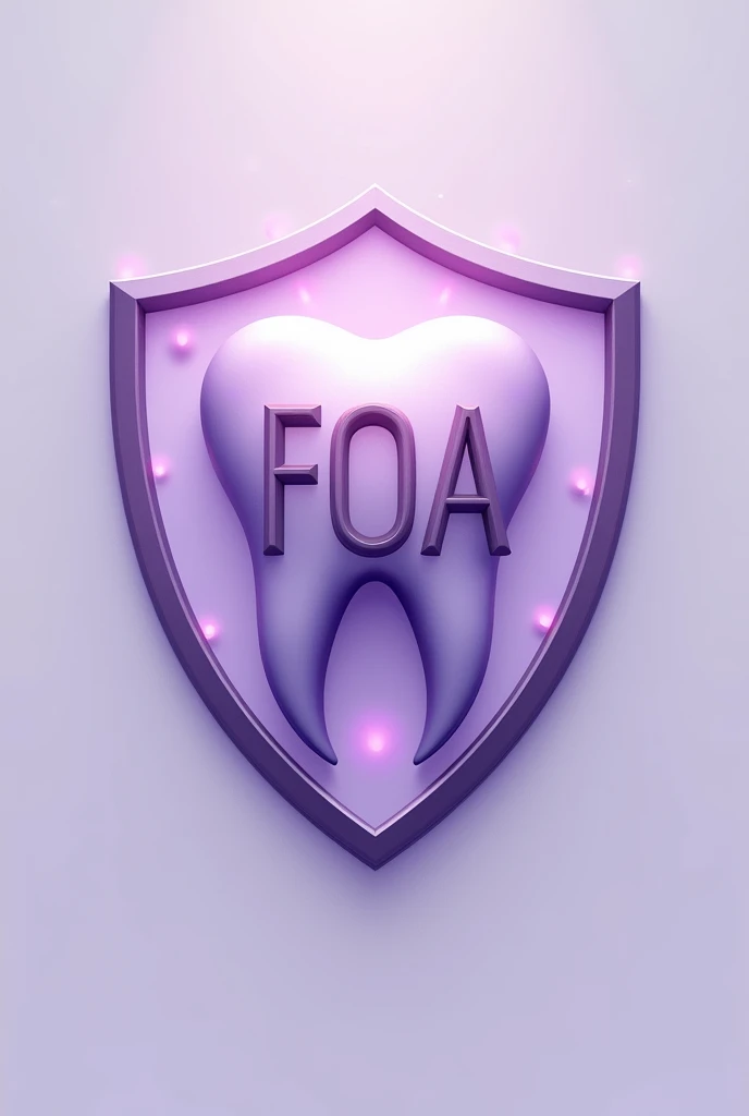 Shield logo with a tooth in lilac colors , and that has the letters FOA.