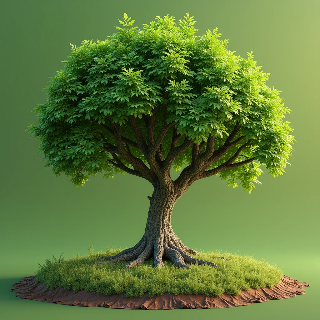 গাছের 3d ছবি৷ ছবির background color সবুজ রঙের অথবা লাল রঙের৷ save tree, save earth.
