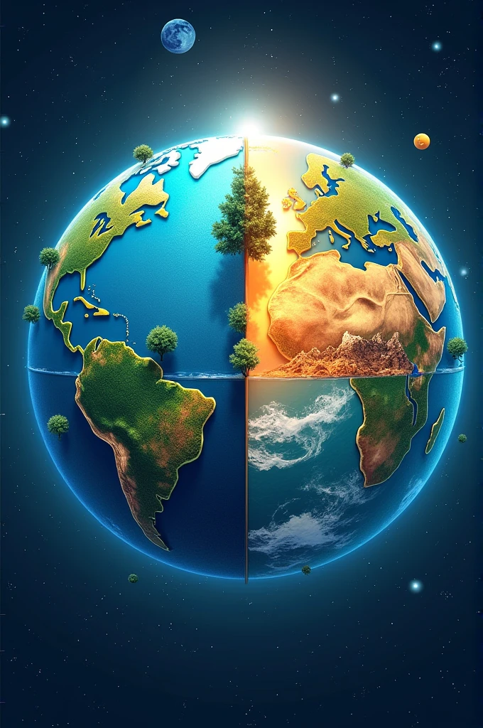Create a picture that contains the four subsystems of the earth