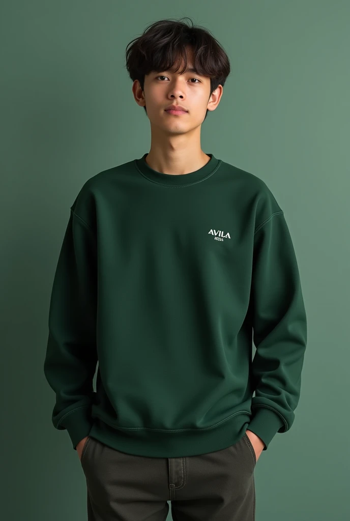I want a dark green sweatshirt with a small word that says AVILA