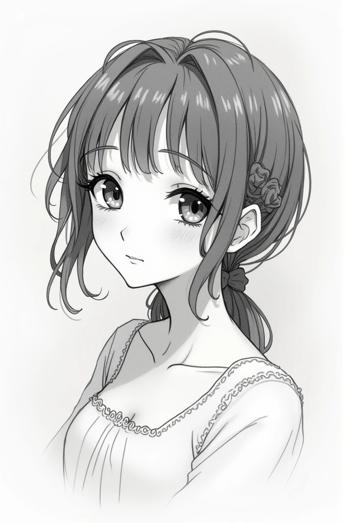 Anime style woman that looks like she's been drawn with a pencil 
