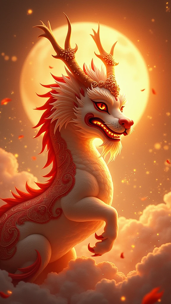 The Empress is resplendent.。The surroundings are divinely illuminated with scattered light々The Qilin is as majestic as a god
