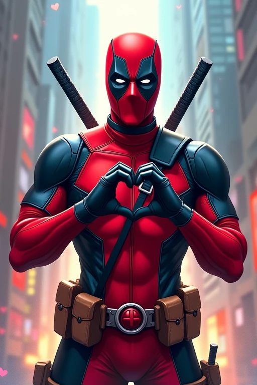 Deadpool making a heart