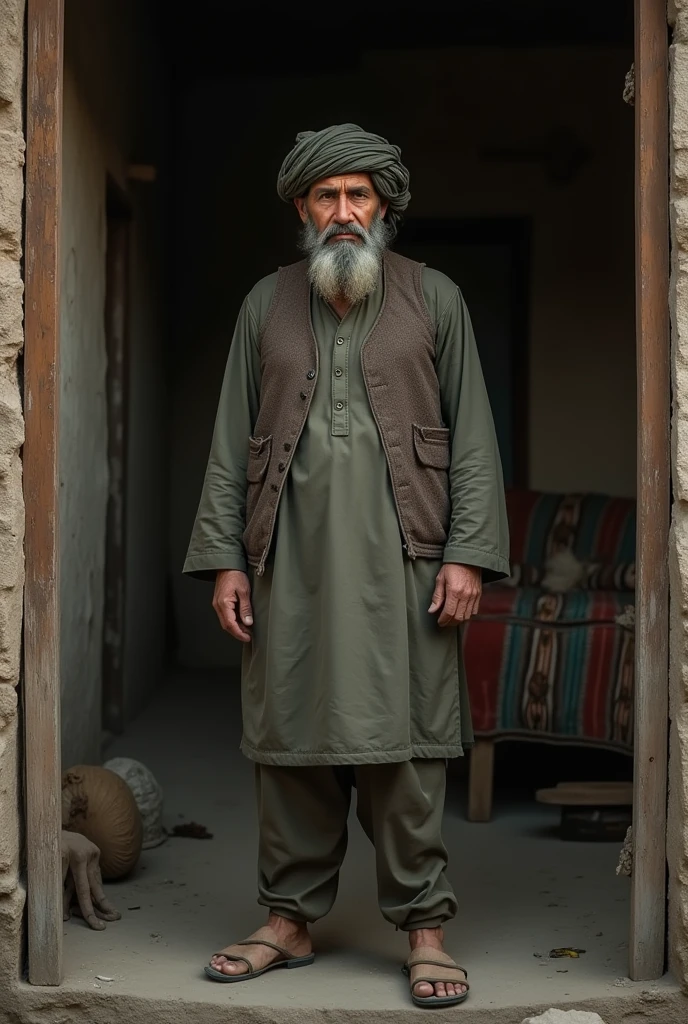 Brave Afghan man in a house