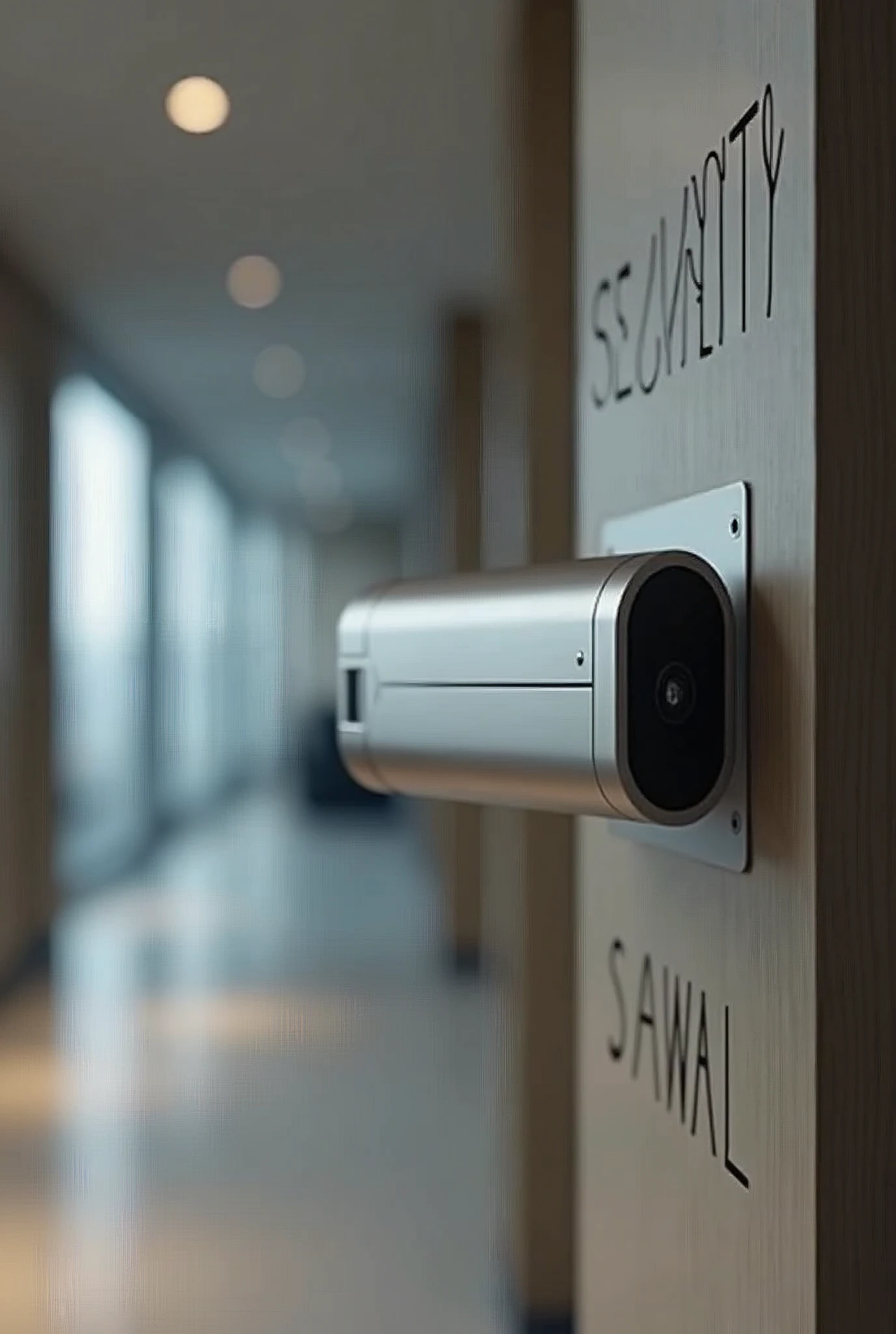 Security Camera: Modern and clean design.
Text "SECURITY": Above the camera.
Text "SAWAL": Just below the base of the camera.
