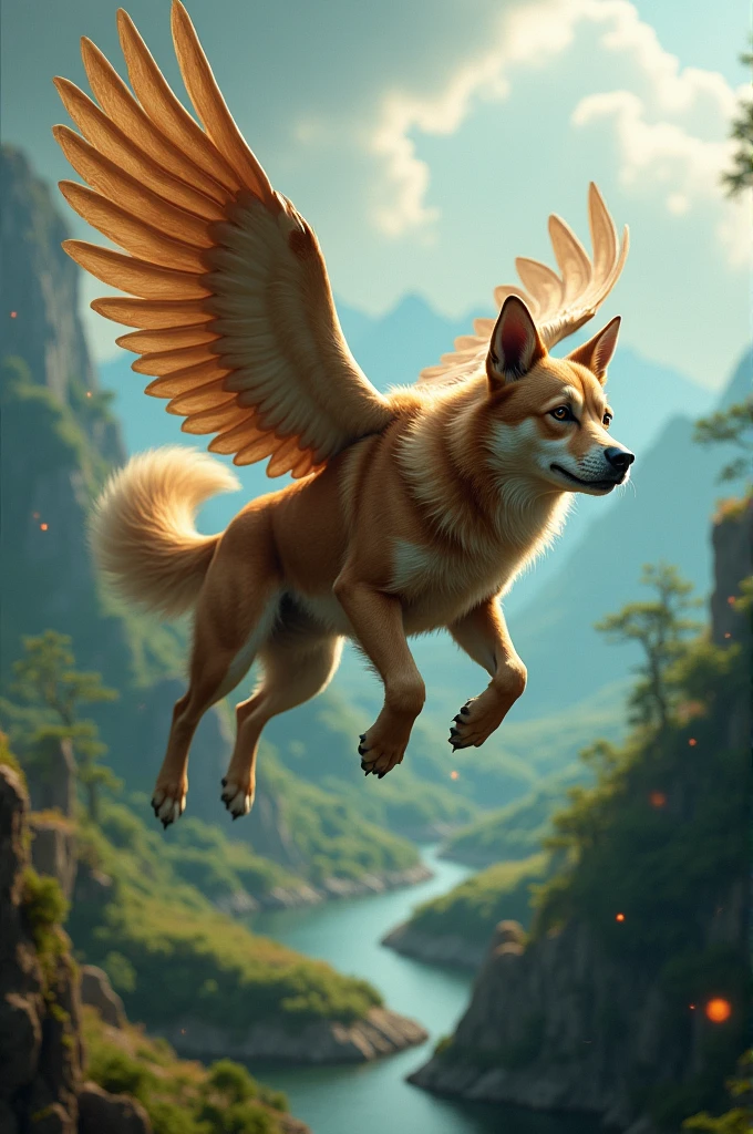 A dog flying to Narnia